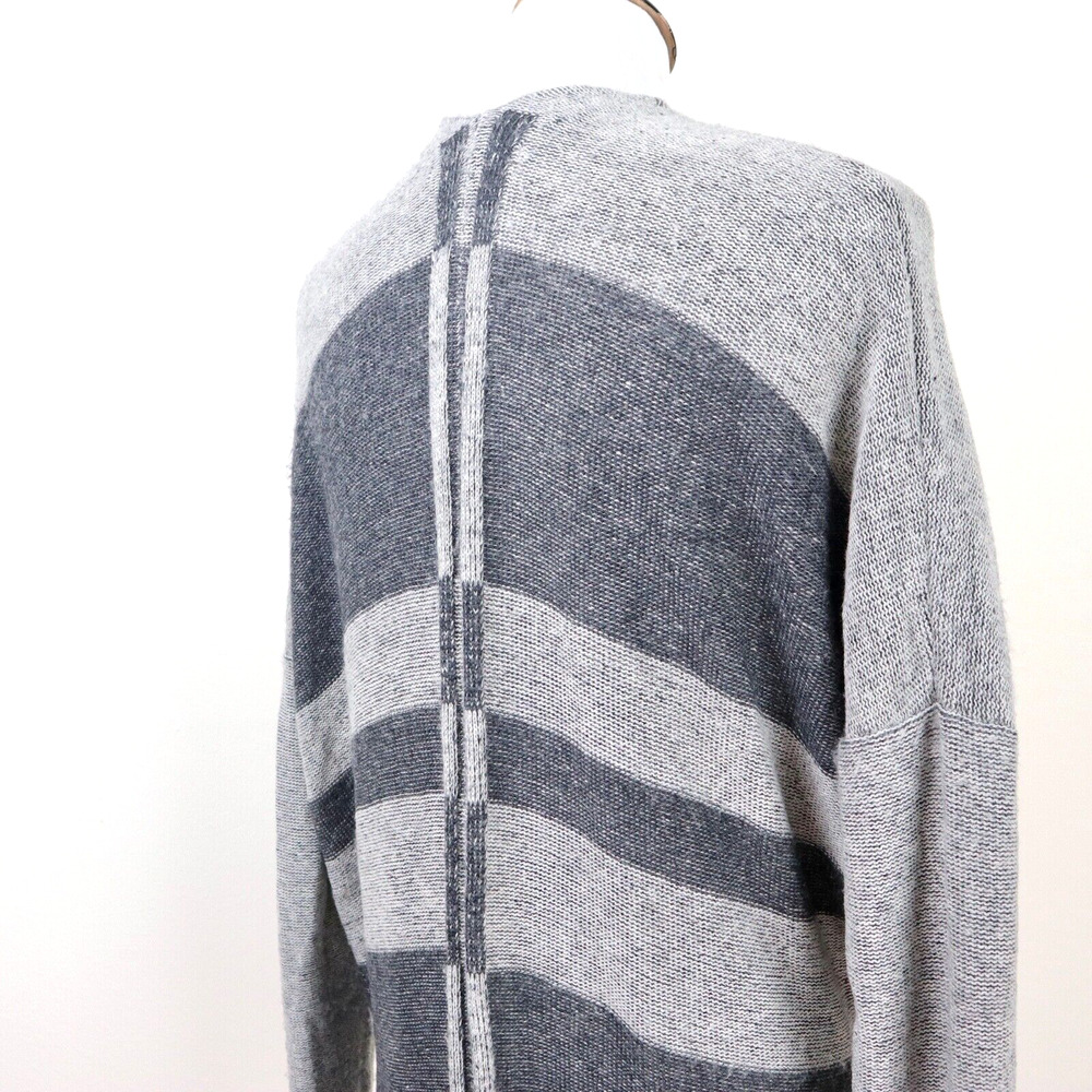 Lovestitch Size S Midi Cardigan Knit Sweater Wool Blend Stripe Grey - Picture 6 of 9